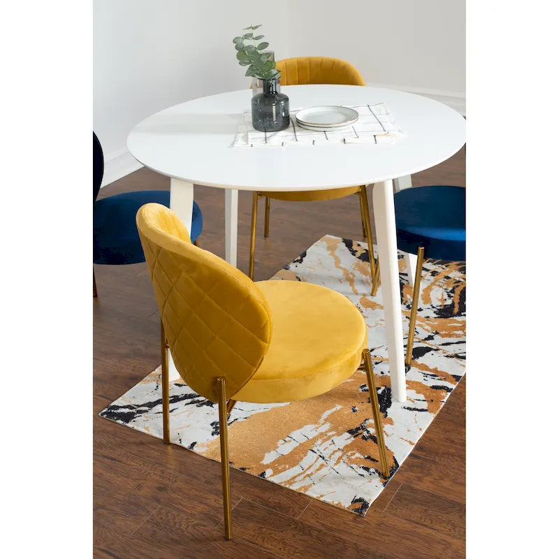 Ensemble de salle à manger contemporain 5 pièces Amoa de Roundhill Furniture, table ronde blanche et 4 chaises