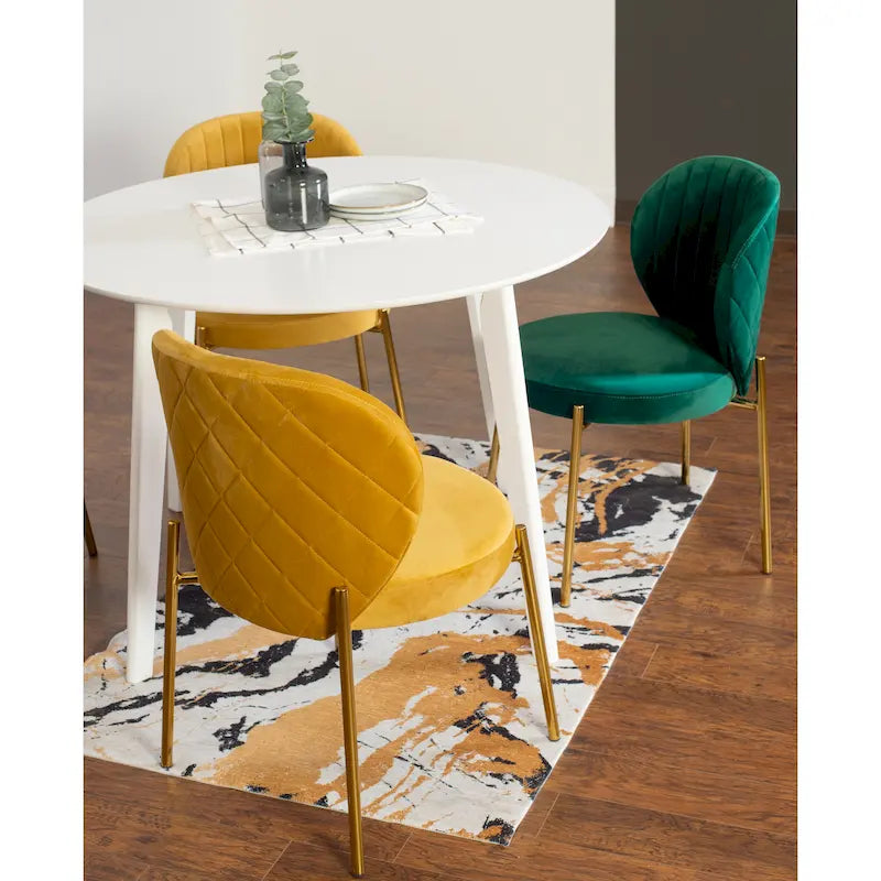 Ensemble de salle à manger contemporain 5 pièces Amoa de Roundhill Furniture, table ronde blanche et 4 chaises
