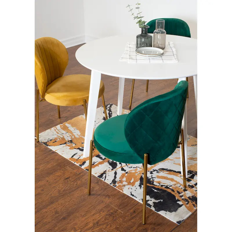 Ensemble de salle à manger contemporain 5 pièces Amoa de Roundhill Furniture, table ronde blanche et 4 chaises
