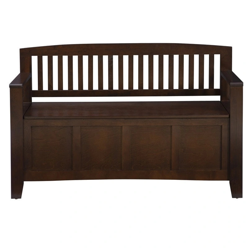 Banc d'entrée Migdalia avec rangement, dossier à lattes et plateau relevable