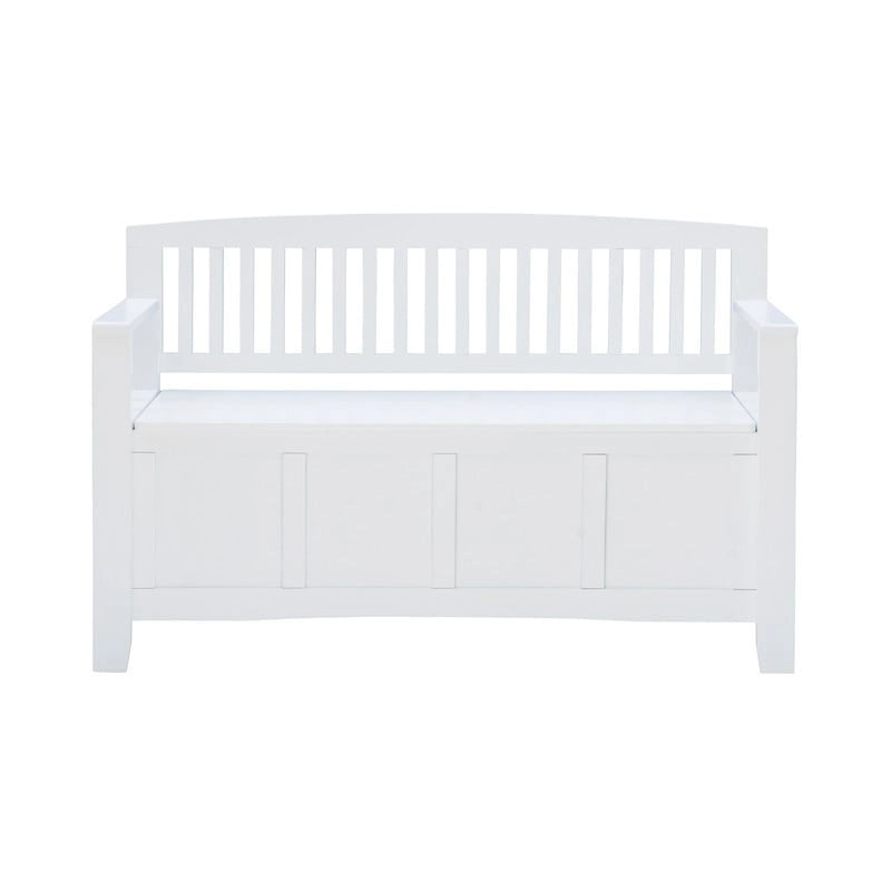 Banc d'entrée Migdalia avec rangement, dossier à lattes et plateau relevable