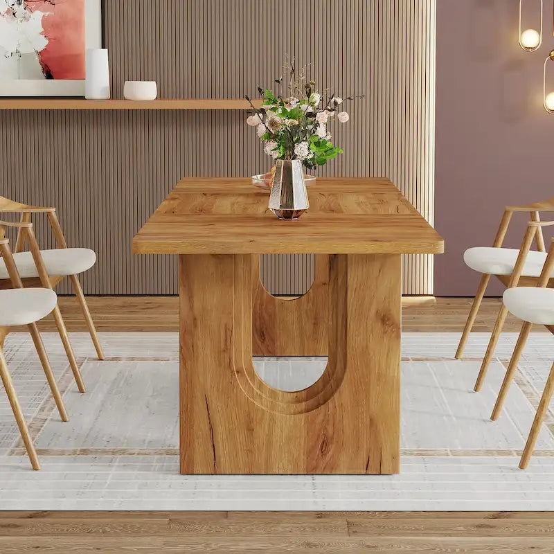 Tavolo da Pranzo Rettangolare da 70.89 Pollici per 6-8 Persone, Tavolo da Cucina Moderno Semplice in Legno