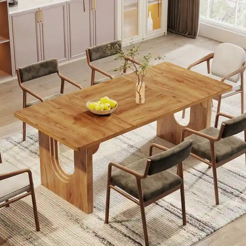 Tavolo da Pranzo Rettangolare da 70.89 Pollici per 6-8 Persone, Tavolo da Cucina Moderno Semplice in Legno