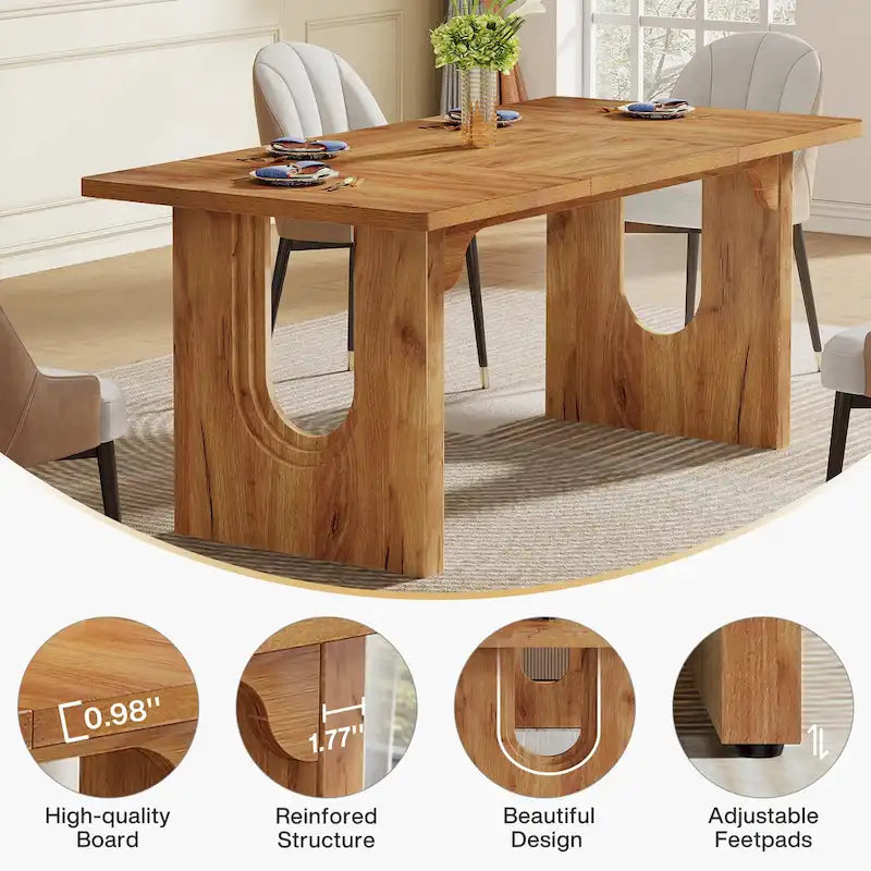 Tavolo da Pranzo Rettangolare da 70.89 Pollici per 6-8 Persone, Tavolo da Cucina Moderno Semplice in Legno