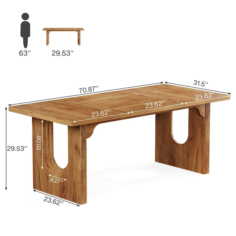 Tavolo da Pranzo Rettangolare da 70.89 Pollici per 6-8 Persone, Tavolo da Cucina Moderno Semplice in Legno