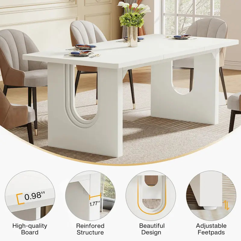 Tavolo da Pranzo Rettangolare da 70.89 Pollici per 6-8 Persone, Tavolo da Cucina Moderno Semplice in Legno
