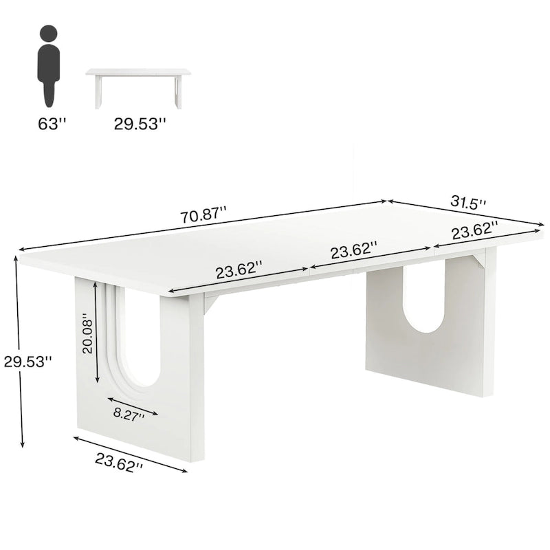 Tavolo da Pranzo Rettangolare da 70.89 Pollici per 6-8 Persone, Tavolo da Cucina Moderno Semplice in Legno