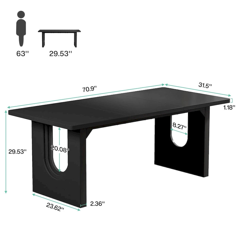 Tavolo da Pranzo Rettangolare da 70.89 Pollici per 6-8 Persone, Tavolo da Cucina Moderno Semplice in Legno