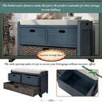 Panca contenitore con cesto rimovibile e 2 cassetti, panca scarpiera completamente assemblata con cuscino rimovibile - 81,3 L x 30 L x 50,8 A cm