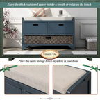 Panca contenitore con cesto rimovibile e 2 cassetti, panca scarpiera completamente assemblata con cuscino rimovibile - 81,3 L x 30 L x 50,8 A cm