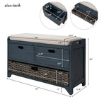 Panca contenitore con cesto rimovibile e 2 cassetti, panca scarpiera completamente assemblata con cuscino rimovibile - 81,3 L x 30 L x 50,8 A cm