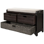 Panca contenitore con cesto rimovibile e 2 cassetti, panca scarpiera completamente assemblata con cuscino rimovibile - 81,3 L x 30 L x 50,8 A cm