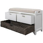 Panca contenitore con cesto rimovibile e 2 cassetti, panca scarpiera completamente assemblata con cuscino rimovibile - 81,3 L x 30 L x 50,8 A cm