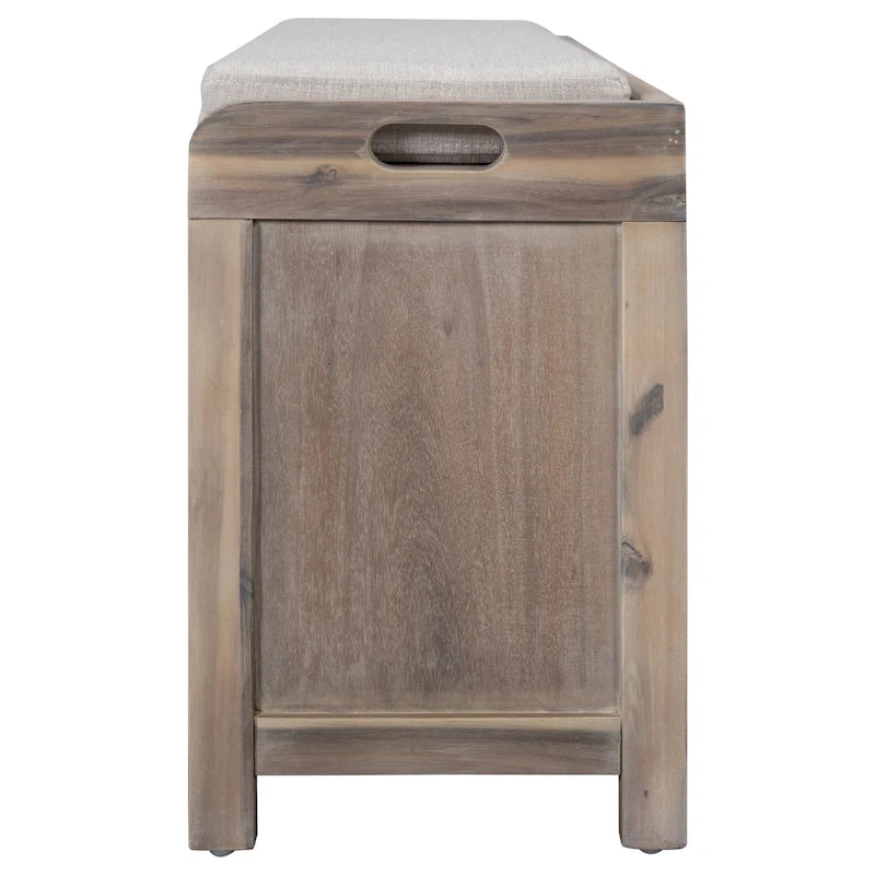 Panca contenitore con cesto rimovibile e 2 cassetti, panca scarpiera completamente assemblata con cuscino rimovibile - 81,3 L x 30 L x 50,8 A cm