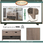 Panca contenitore con cesto rimovibile e 2 cassetti, panca scarpiera completamente assemblata con cuscino rimovibile - 81,3 L x 30 L x 50,8 A cm