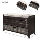 Panca contenitore con cesto rimovibile e 2 cassetti, panca scarpiera completamente assemblata con cuscino rimovibile - 81,3 L x 30 L x 50,8 A cm