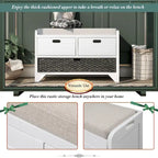 Panca contenitore con cesto rimovibile e 2 cassetti, panca scarpiera completamente assemblata con cuscino rimovibile - 81,3 L x 30 L x 50,8 A cm