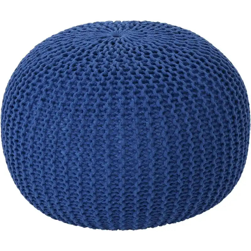 Pouf in Cotone Lavorato a Maglia a Mano Intrecciato a Cavo - Poggiapiedi - Seduta d'Accento - Pouf Sacco - Soggiorno Bambini - 45x45x35 cm