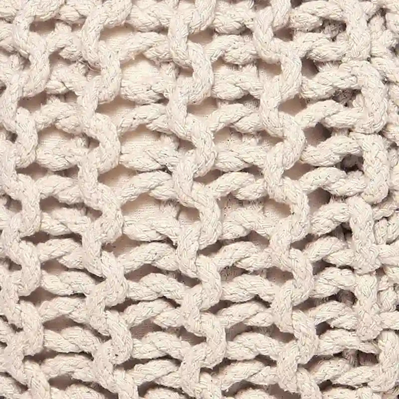 Pouf in Cotone Lavorato a Maglia a Mano Intrecciato a Cavo - Poggiapiedi - Seduta d'Accento - Pouf Sacco - Soggiorno Bambini - 45x45x35 cm