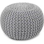 Pouf in Cotone Lavorato a Maglia a Mano Intrecciato a Cavo - Poggiapiedi - Seduta d'Accento - Pouf Sacco - Soggiorno Bambini - 45x45x35 cm