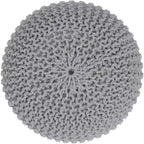 Pouf in Cotone Lavorato a Maglia a Mano Intrecciato a Cavo - Poggiapiedi - Seduta d'Accento - Pouf Sacco - Soggiorno Bambini - 45x45x35 cm
