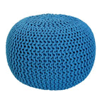 Pouf in Cotone Lavorato a Maglia a Mano Intrecciato a Cavo - Poggiapiedi - Seduta d'Accento - Pouf Sacco - Soggiorno Bambini - 45x45x35 cm