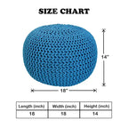 Pouf in Cotone Lavorato a Maglia a Mano Intrecciato a Cavo - Poggiapiedi - Seduta d'Accento - Pouf Sacco - Soggiorno Bambini - 45x45x35 cm