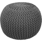 Pouf in Cotone Lavorato a Maglia a Mano Intrecciato a Cavo - Poggiapiedi - Seduta d'Accento - Pouf Sacco - Soggiorno Bambini - 45x45x35 cm