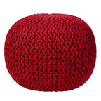 Pouf in Cotone Lavorato a Maglia a Mano Intrecciato a Cavo - Poggiapiedi - Seduta d'Accento - Pouf Sacco - Soggiorno Bambini - 45x45x35 cm