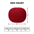 Pouf in Cotone Lavorato a Maglia a Mano Intrecciato a Cavo - Poggiapiedi - Seduta d'Accento - Pouf Sacco - Soggiorno Bambini - 45x45x35 cm