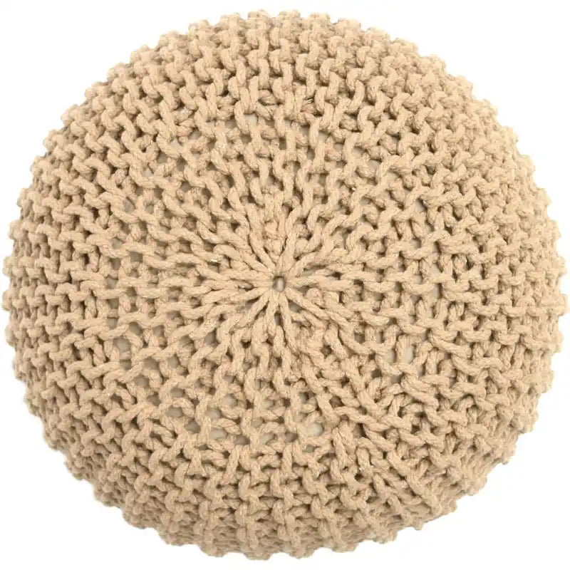 Pouf in Cotone Lavorato a Maglia a Mano Intrecciato a Cavo - Poggiapiedi - Seduta d'Accento - Pouf Sacco - Soggiorno Bambini - 45x45x35 cm