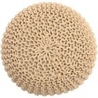 Pouf in Cotone Lavorato a Maglia a Mano Intrecciato a Cavo - Poggiapiedi - Seduta d'Accento - Pouf Sacco - Soggiorno Bambini - 45x45x35 cm
