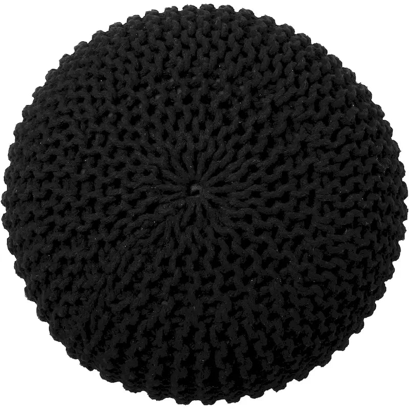 Pouf in Cotone Lavorato a Maglia a Mano Intrecciato a Cavo - Poggiapiedi - Seduta d'Accento - Pouf Sacco - Soggiorno Bambini - 45x45x35 cm