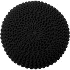 Pouf in Cotone Lavorato a Maglia a Mano Intrecciato a Cavo - Poggiapiedi - Seduta d'Accento - Pouf Sacco - Soggiorno Bambini - 45x45x35 cm