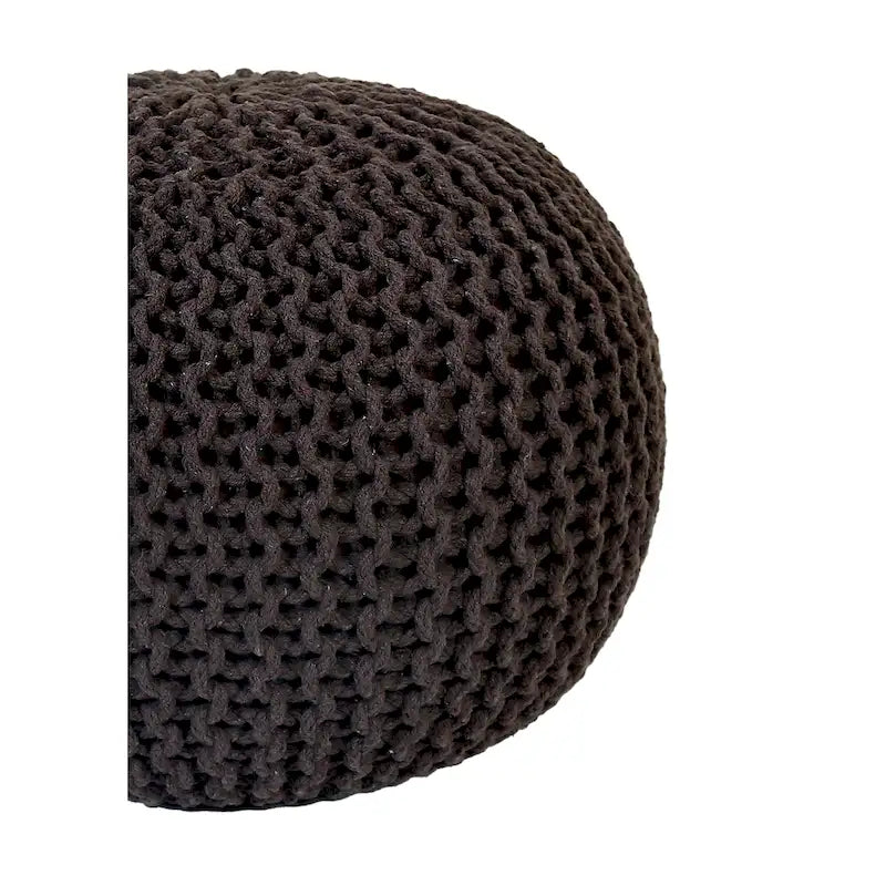 Pouf in Cotone Lavorato a Maglia a Mano Intrecciato a Cavo - Poggiapiedi - Seduta d'Accento - Pouf Sacco - Soggiorno Bambini - 45x45x35 cm
