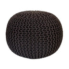 Pouf in Cotone Lavorato a Maglia a Mano Intrecciato a Cavo - Poggiapiedi - Seduta d'Accento - Pouf Sacco - Soggiorno Bambini - 45x45x35 cm
