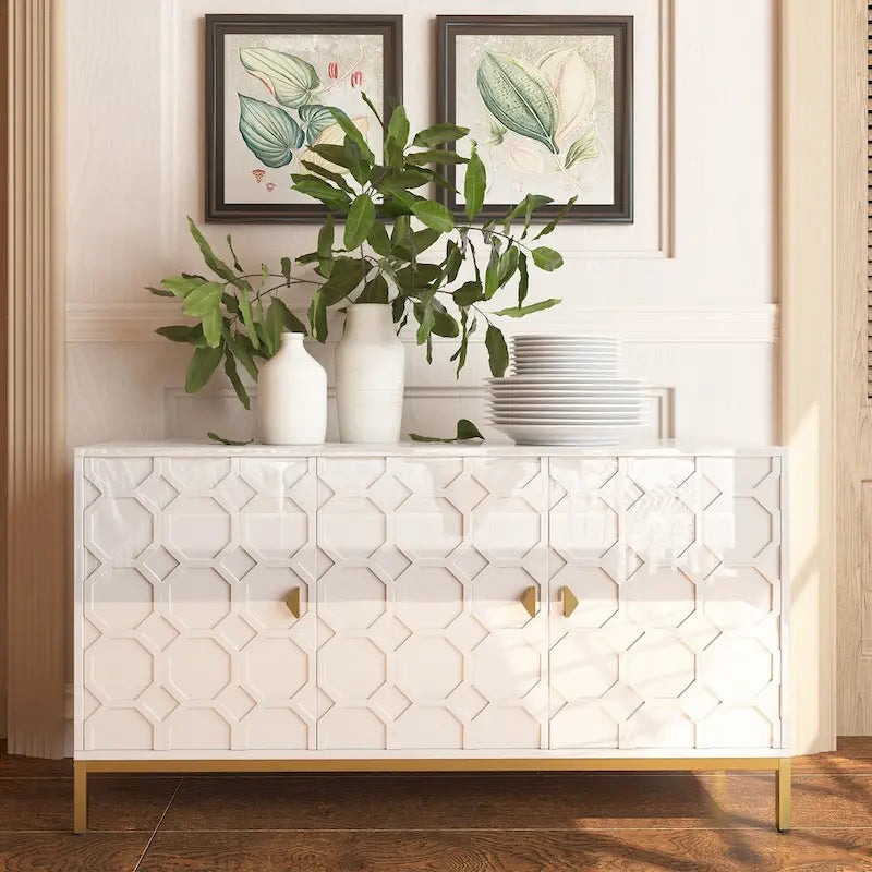 Credenza laterale portaoggetti multimediale lucida a 3 ante Clihome