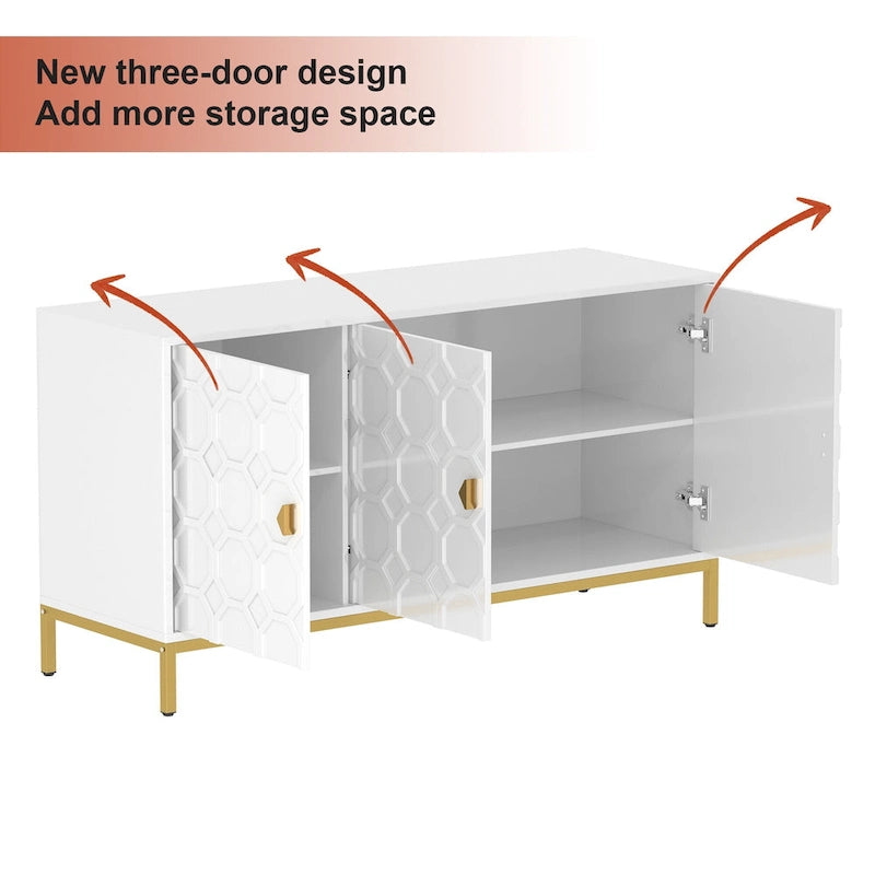 Credenza laterale portaoggetti multimediale lucida a 3 ante Clihome