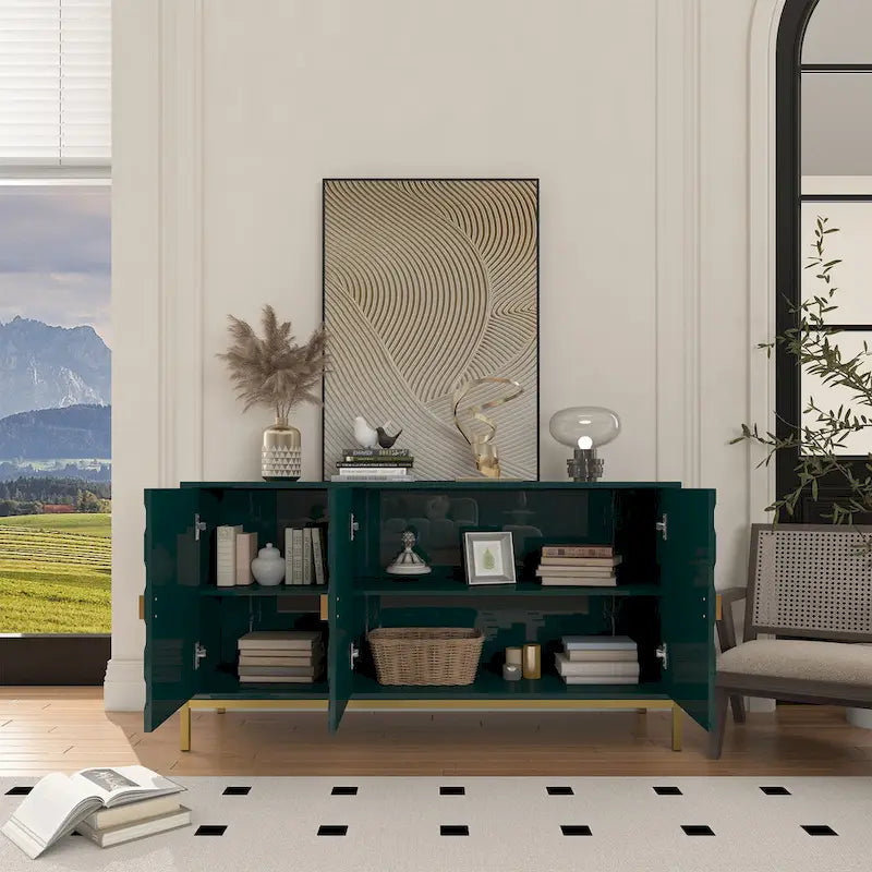 Credenza laterale portaoggetti multimediale lucida a 3 ante Clihome