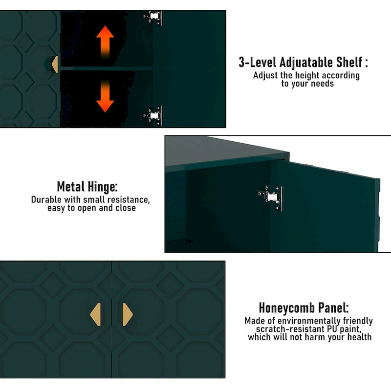 Credenza laterale portaoggetti multimediale lucida a 3 ante Clihome