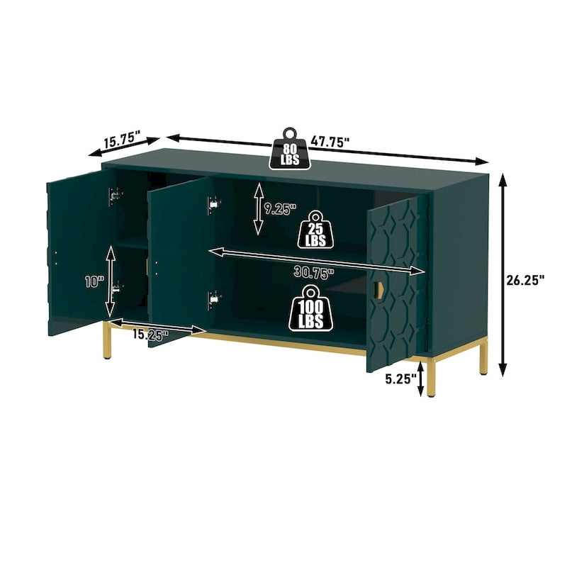 Credenza laterale portaoggetti multimediale lucida a 3 ante Clihome