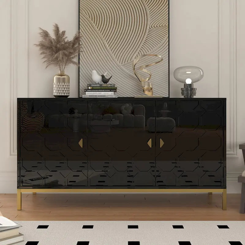 Credenza laterale portaoggetti multimediale lucida a 3 ante Clihome