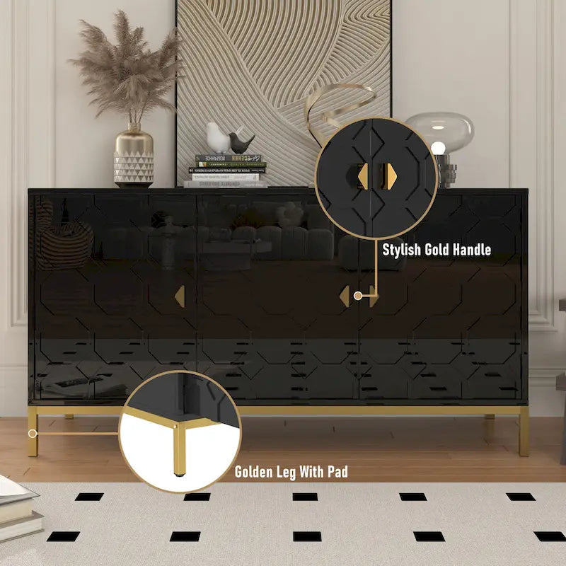 Credenza laterale portaoggetti multimediale lucida a 3 ante Clihome