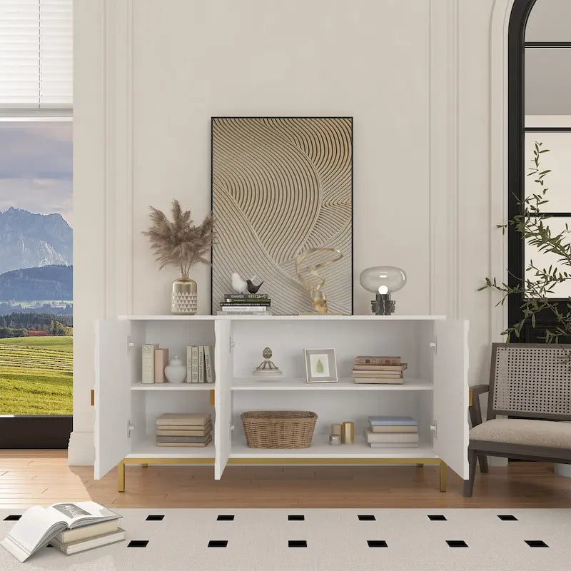 Credenza laterale portaoggetti multimediale lucida a 3 ante Clihome
