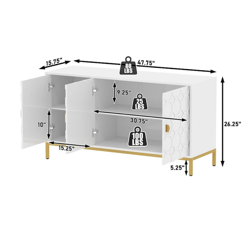 Credenza laterale portaoggetti multimediale lucida a 3 ante Clihome