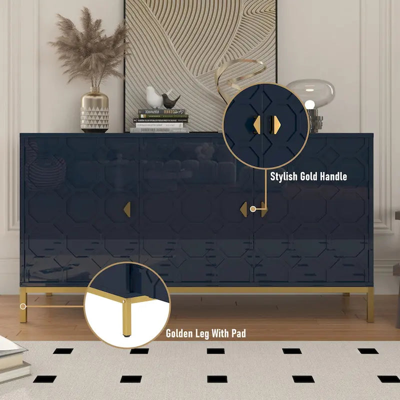Credenza laterale portaoggetti multimediale lucida a 3 ante Clihome