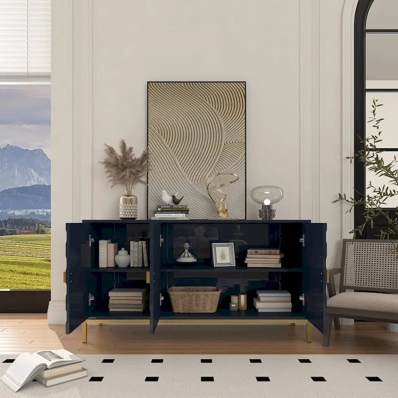 Credenza laterale portaoggetti multimediale lucida a 3 ante Clihome