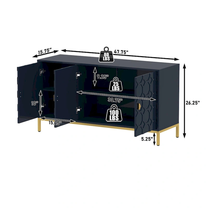 Credenza laterale portaoggetti multimediale lucida a 3 ante Clihome