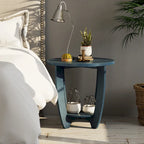 COZAYH Table d'appoint de ferme rustique avec étagère de rangement, Table d'appoint de style campagne française, Ronde
