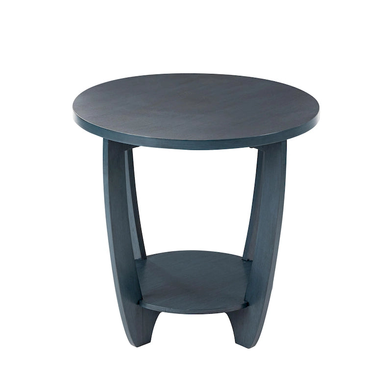 COZAYH Table d'appoint de ferme rustique avec étagère de rangement, Table d'appoint de style campagne française, Ronde